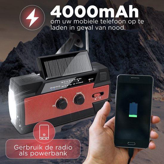 Emergency Radio with 4000mAh Power Bank and Flashlight - New 2024 Model