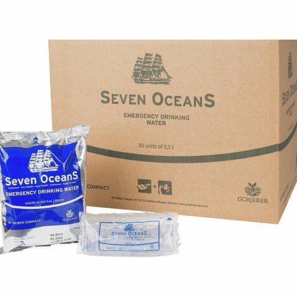 30 x 500ml Seven Oceans long-life drinking water in packaging