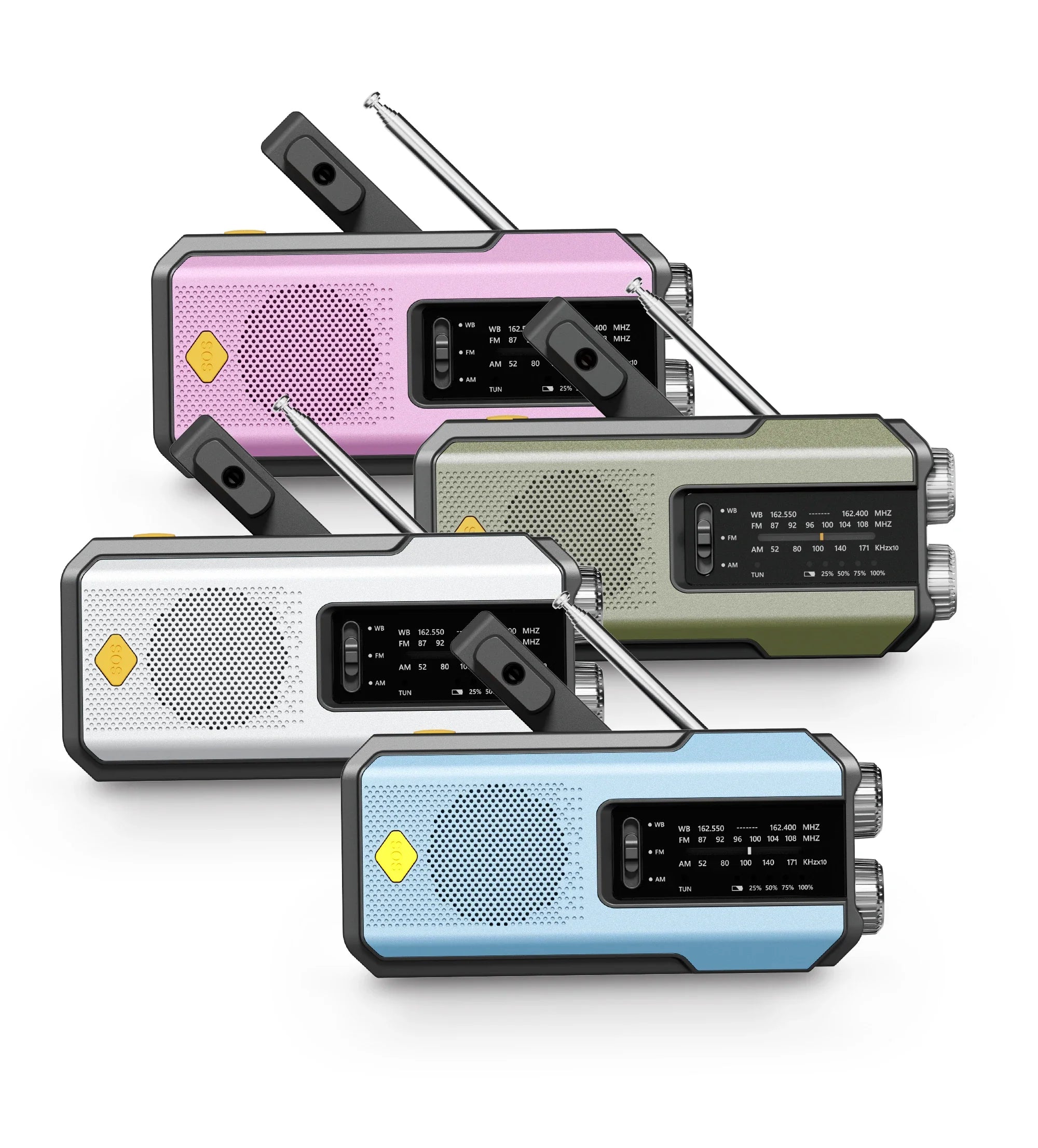 Emergency radio with SOS alarm