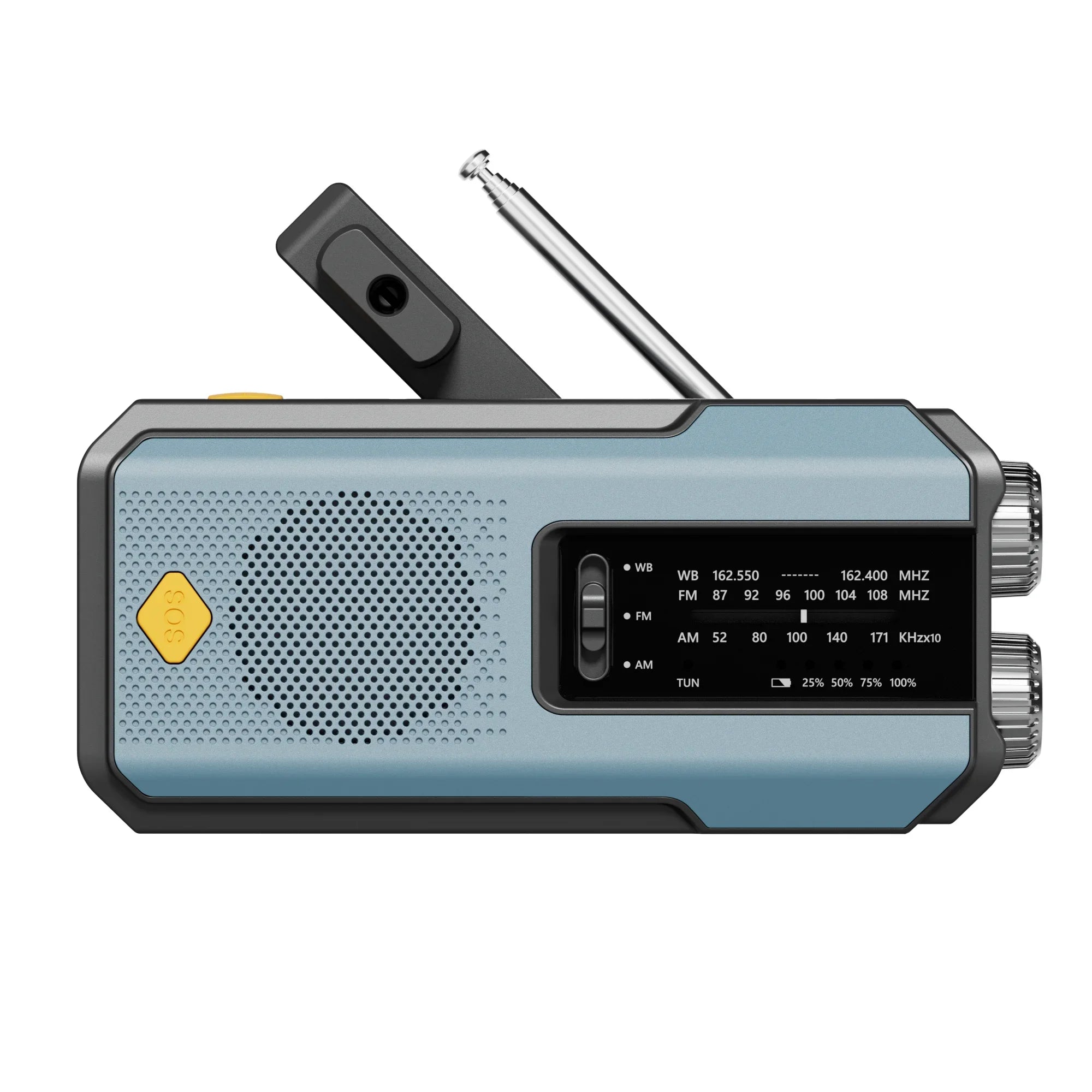 Emergency radio with SOS alarm