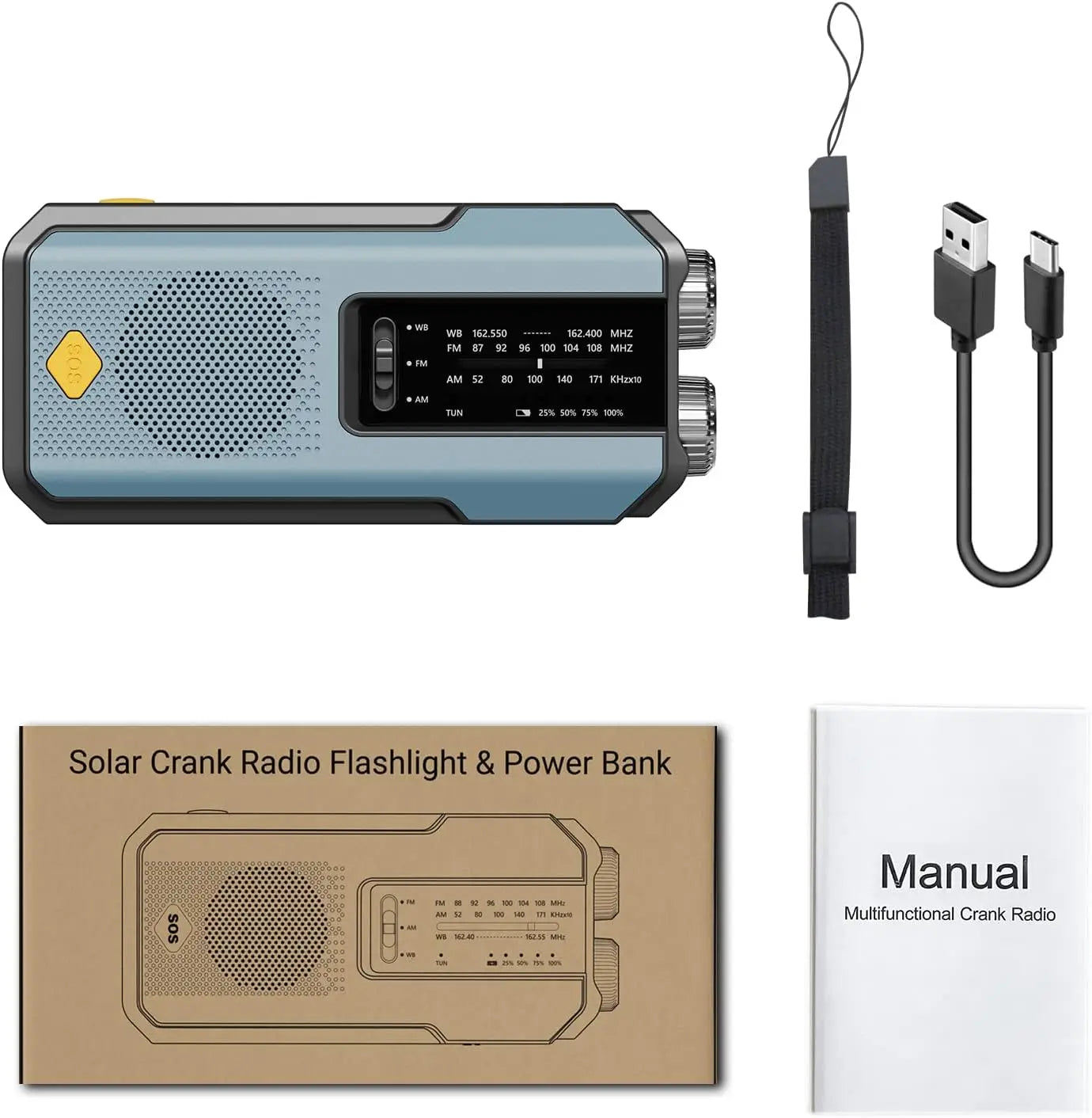 Emergency radio with SOS alarm