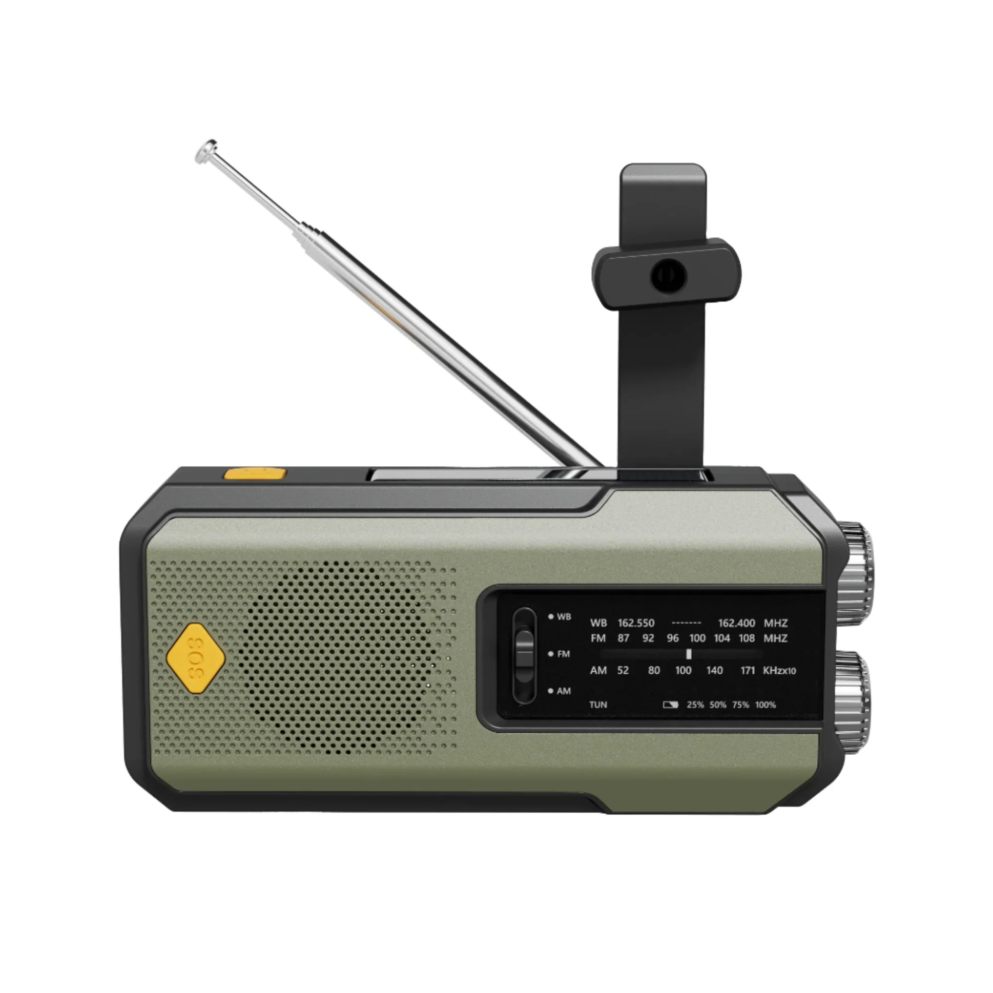 Emergency radio with SOS alarm