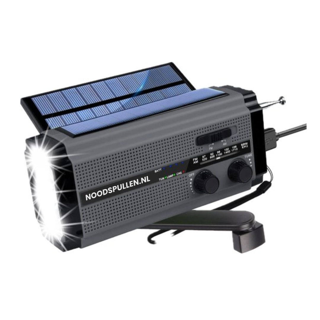 #1 emergency radio with dynamo + 2 solar panels + 2 lights + mega battery + FM/AM