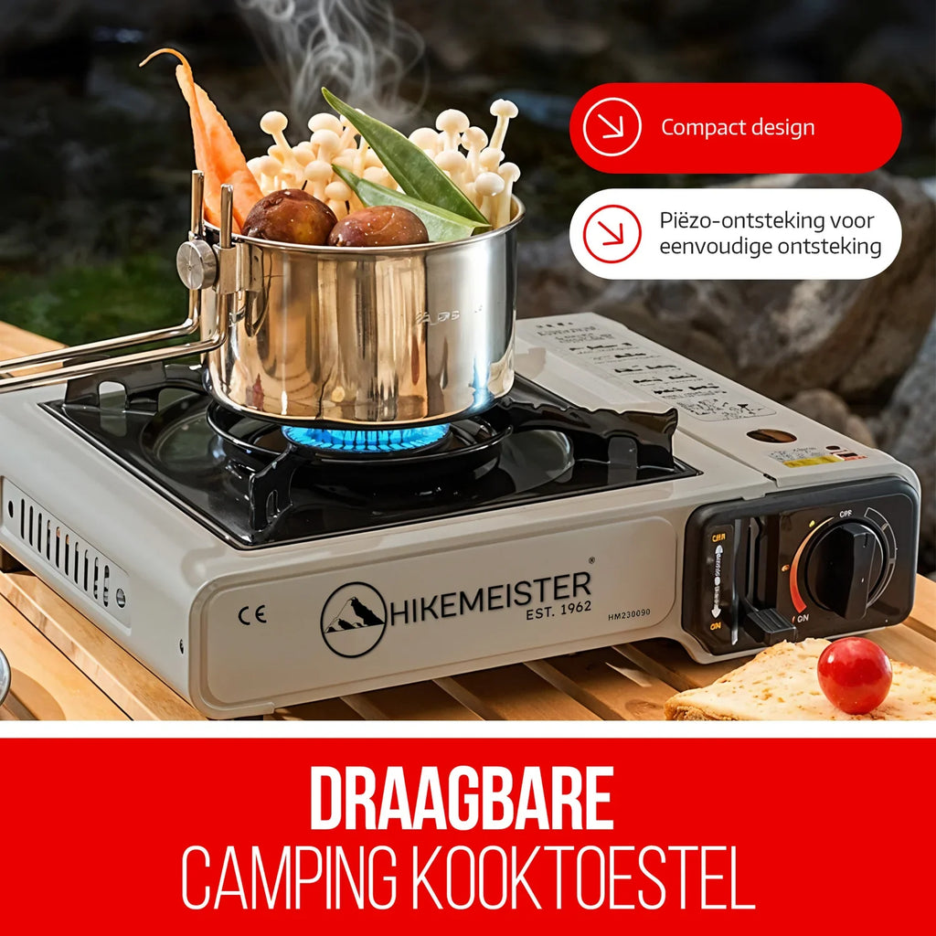 Hikemeister® Draagbaar Kookstel – Compact & Krachtig voor Outdoor en Noodsituaties