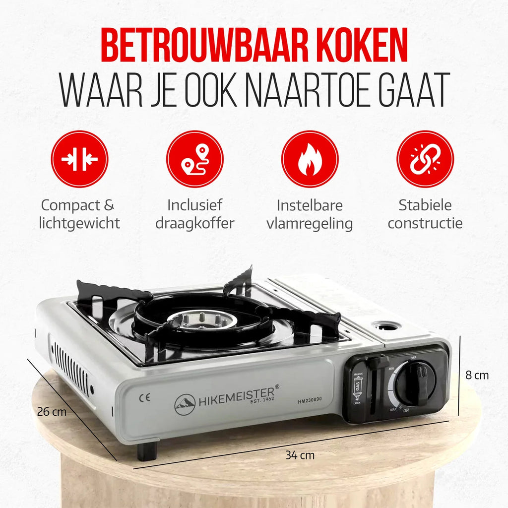 Hikemeister® Draagbaar Kookstel – Compact & Krachtig voor Outdoor en Noodsituaties