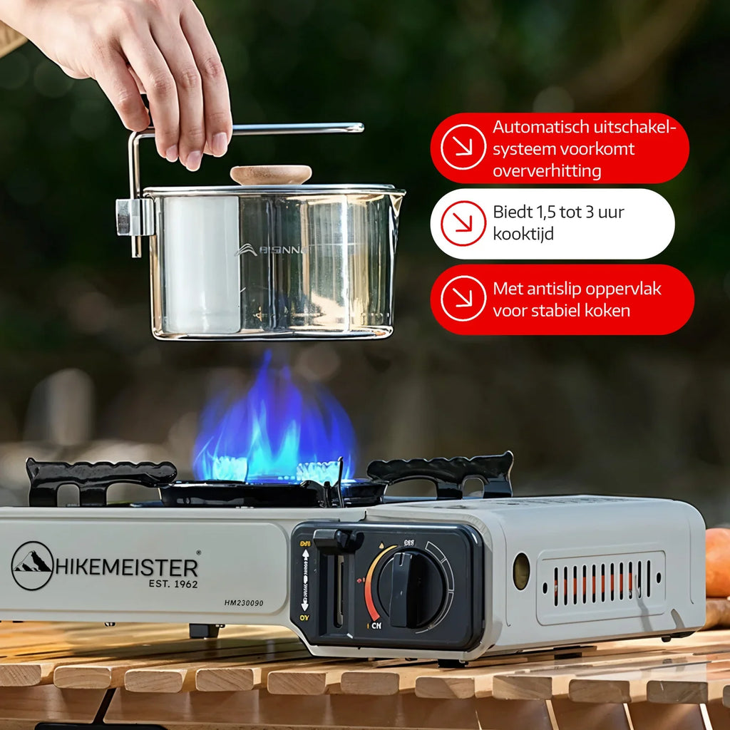 Hikemeister® Draagbaar Kookstel – Compact & Krachtig voor Outdoor en Noodsituaties