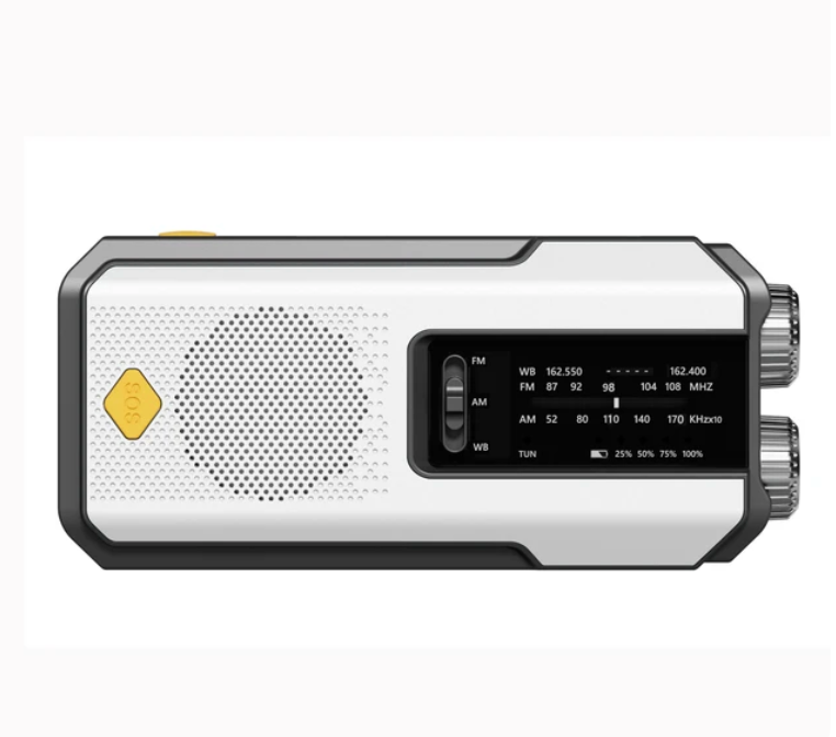 Emergency radio with SOS alarm